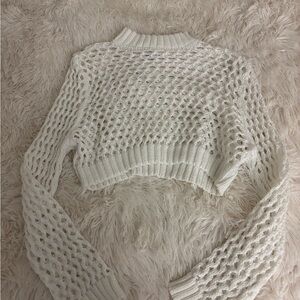 White Crochet Knit Sweater
